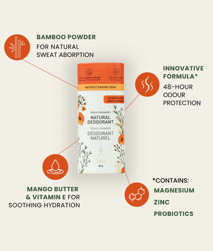 Tanit Natural Solid Deodorant, Peach Coriander