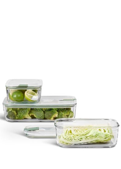 Mepal EasyClip Glass Food Box 3 Piece Set Nordic Sage