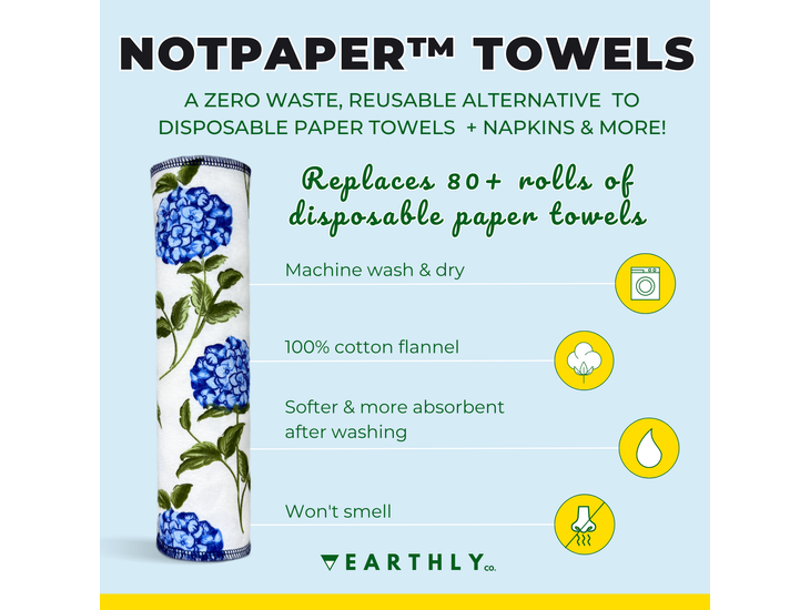 Earthly Co. Notpaper Towel - Blue Hydrangea