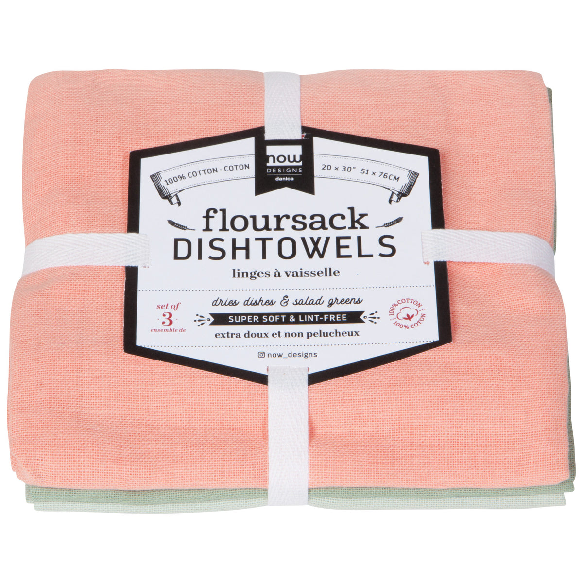 Dishtowel Set Floursack Dawn Eucalyptus Mist, 3-pk