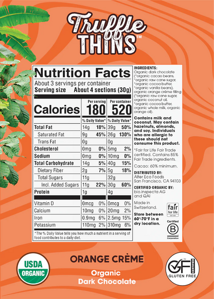 Alter Eco Truffle Thins Orange Creme Dark Chocolate Organic FT