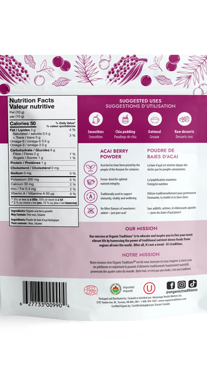 Acai Berry Powder, Organic Traditions