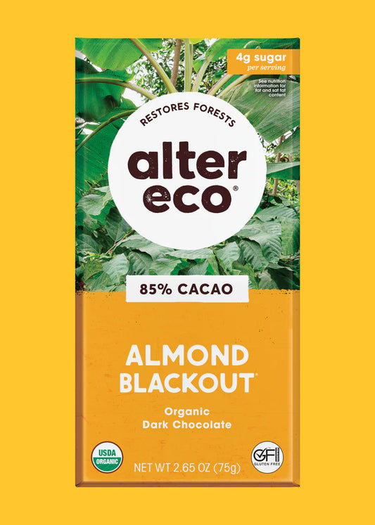 Alter Eco Almond Blackout 85% Dark Chocolate Organic FT