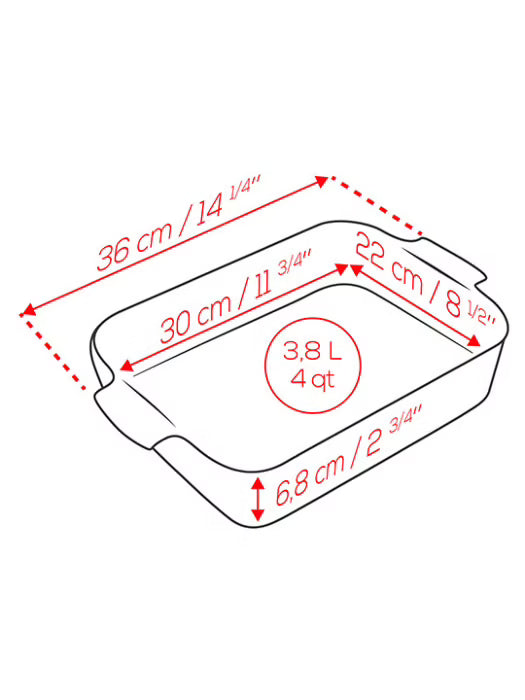 Peugeot Appolia Ceramic Rectangular Baker, 14.25" Red