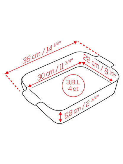 Peugeot Appolia Ceramic Rectangular Baker, 14.25" Red