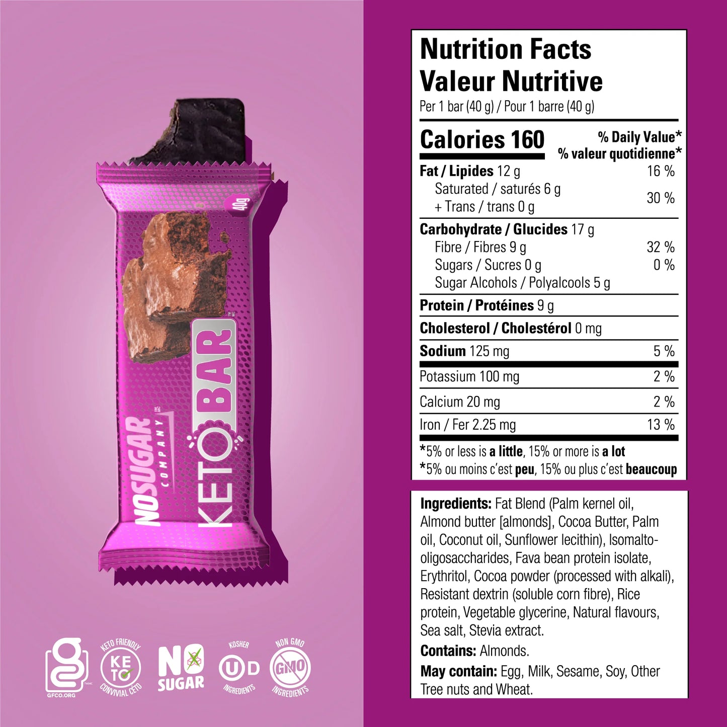 No Sugar Keto Bar Chocolate Fudge Brownie