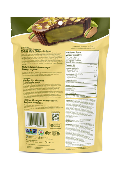 Chocxo Milk Chocolate Dubai Style Pistachio Cups (Org) - LE