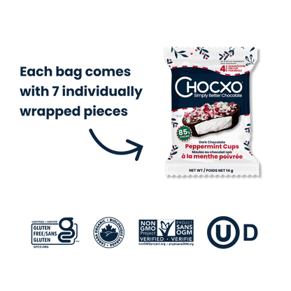 Chocxo Dark Chocolate Peppermint Cups (Org) - LE