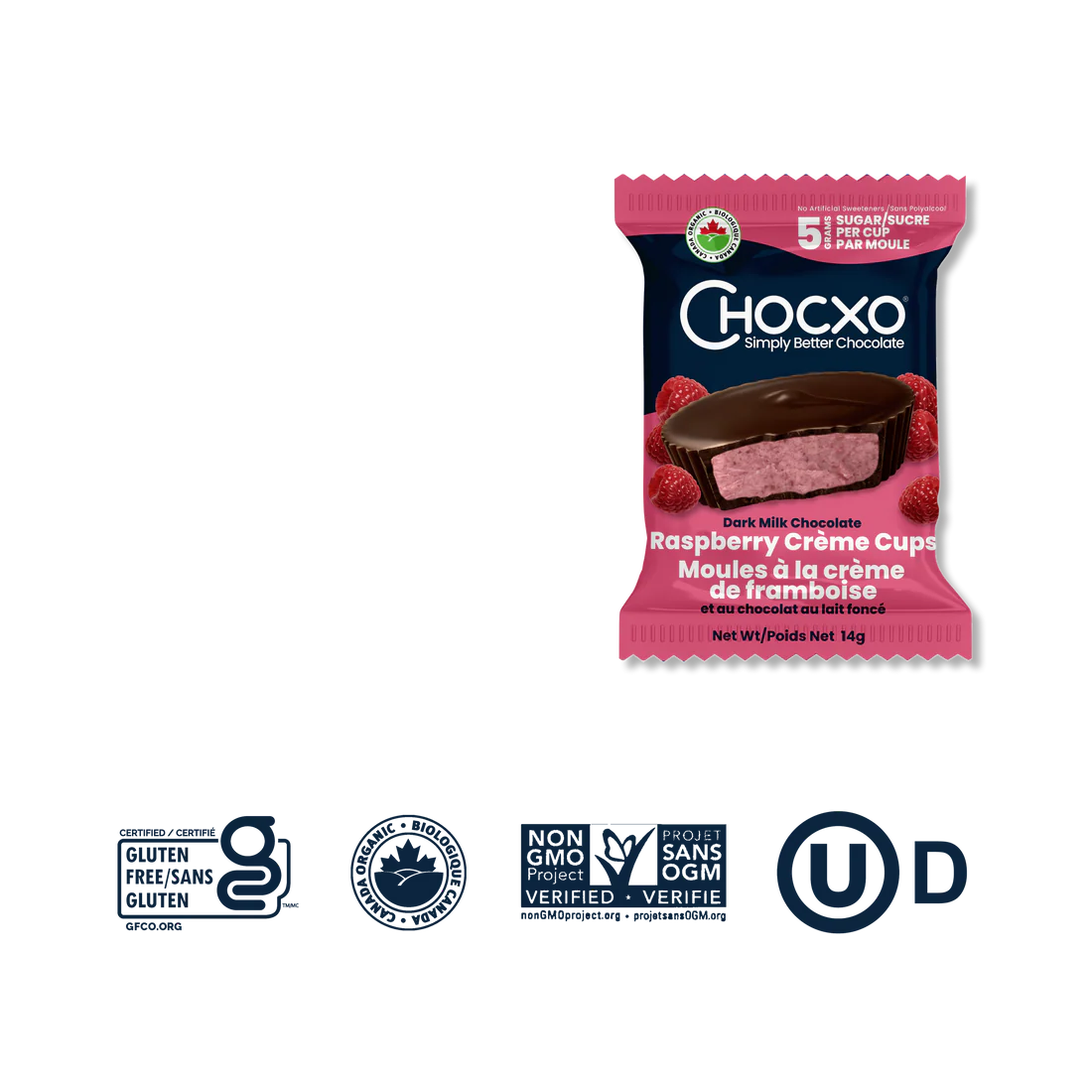 Chocxo Dark Milk Chocolate Raspberry Crème Cups (Org) - LE