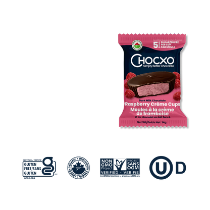 Chocxo Dark Milk Chocolate Raspberry Crème Cups (Org) - LE