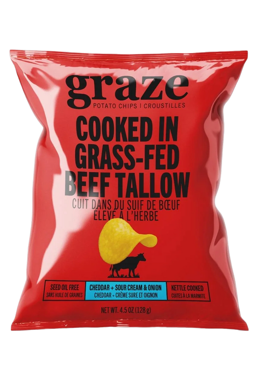 Graze Cheddar & Sour Cream Chips, Cooked in Tallow