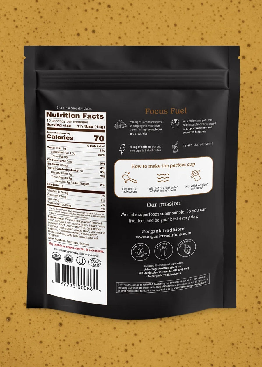 Focus Fuel Instant Mushroom Coffee, Organic