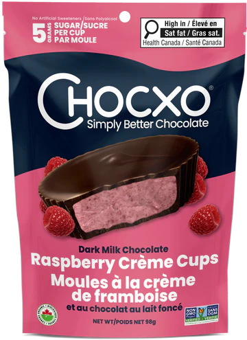 Chocxo Dark Milk Chocolate Raspberry Crème Cups (Org) - LE