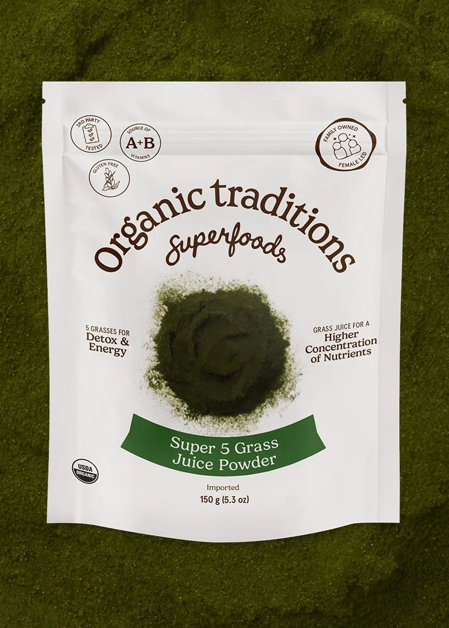 Super 5 Grass Juice Blend Powder, Organic Traditions