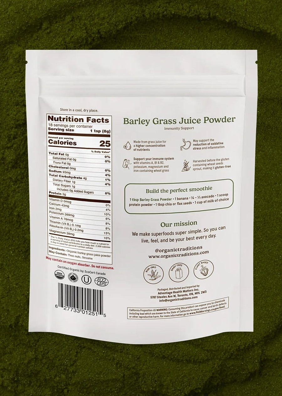 Barley Grass Juice Powder, Organic Traditions