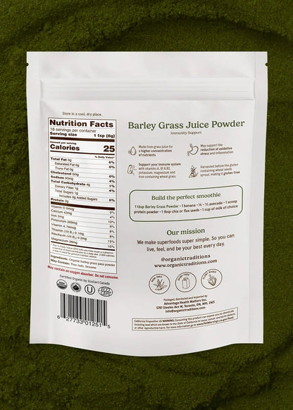 Barley Grass Juice Powder, Organic Traditions