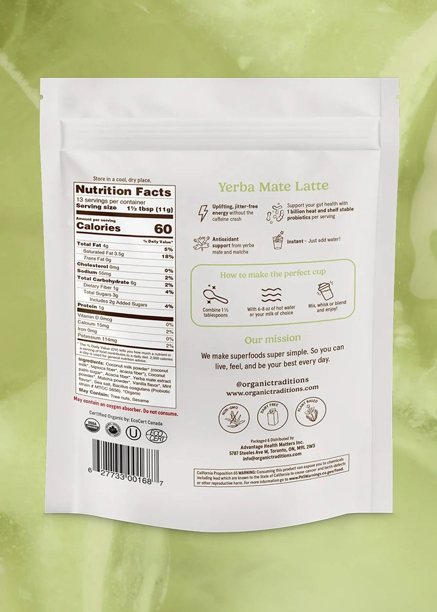 Organic Traditions Matcha Latte Yerba Mate Mint