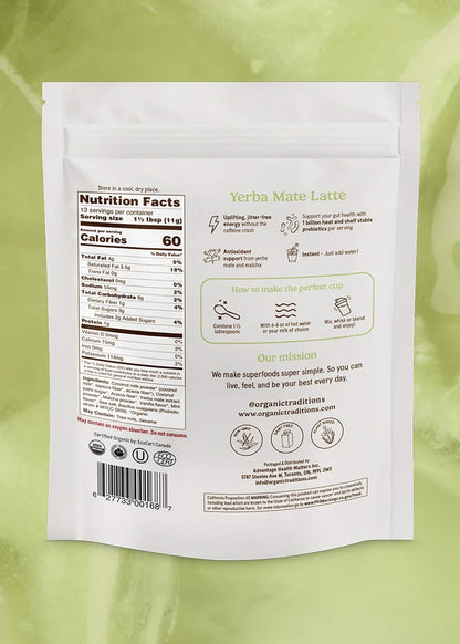 Organic Traditions Matcha Latte Yerba Mate Mint