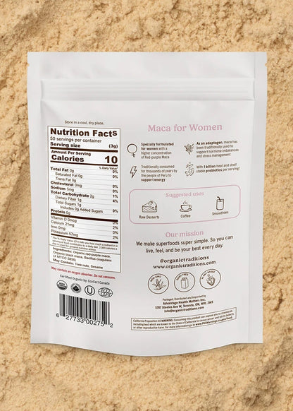 Maca for Women + Probiotics, Organic Traditions