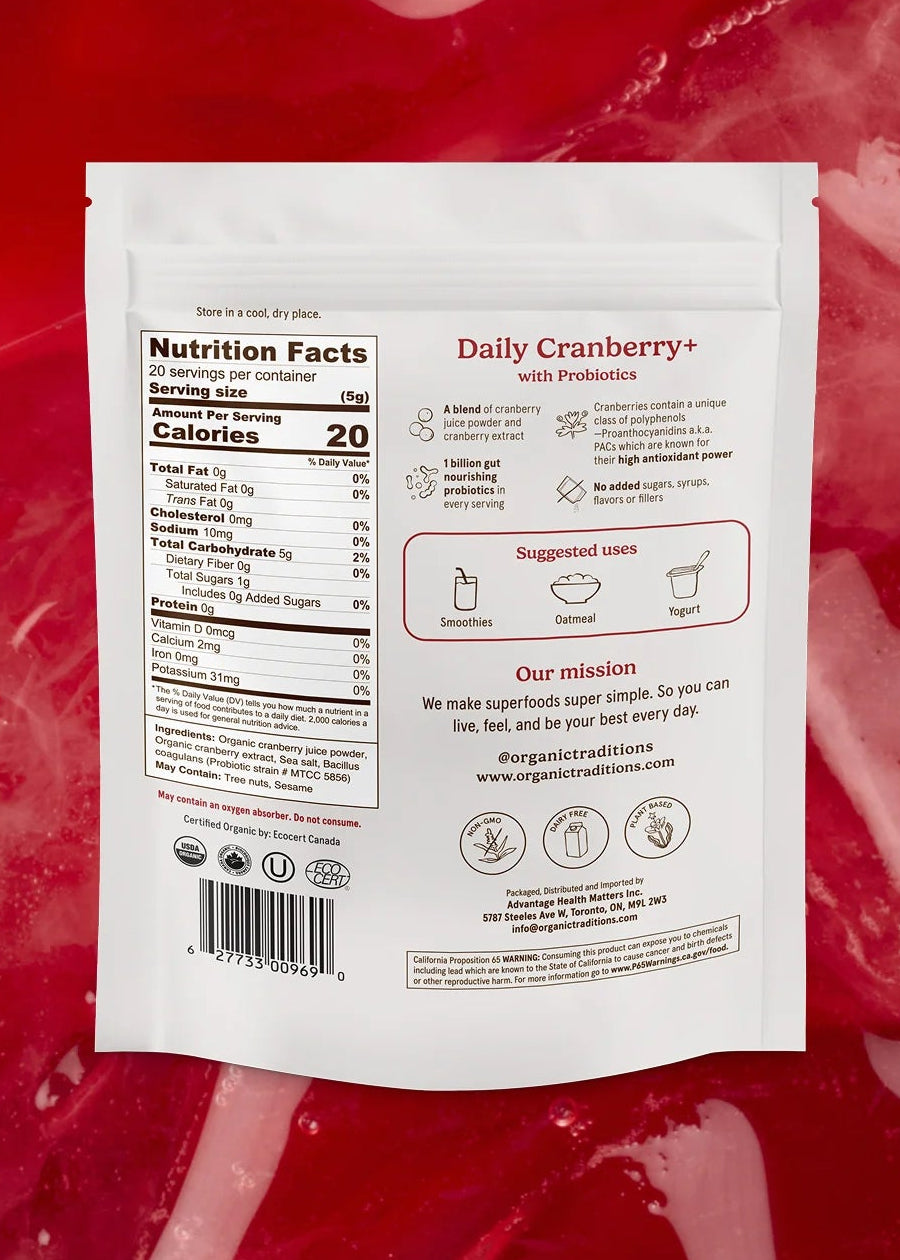 Daily Cranberry+ Probiotics Powder, Organic Traditions
