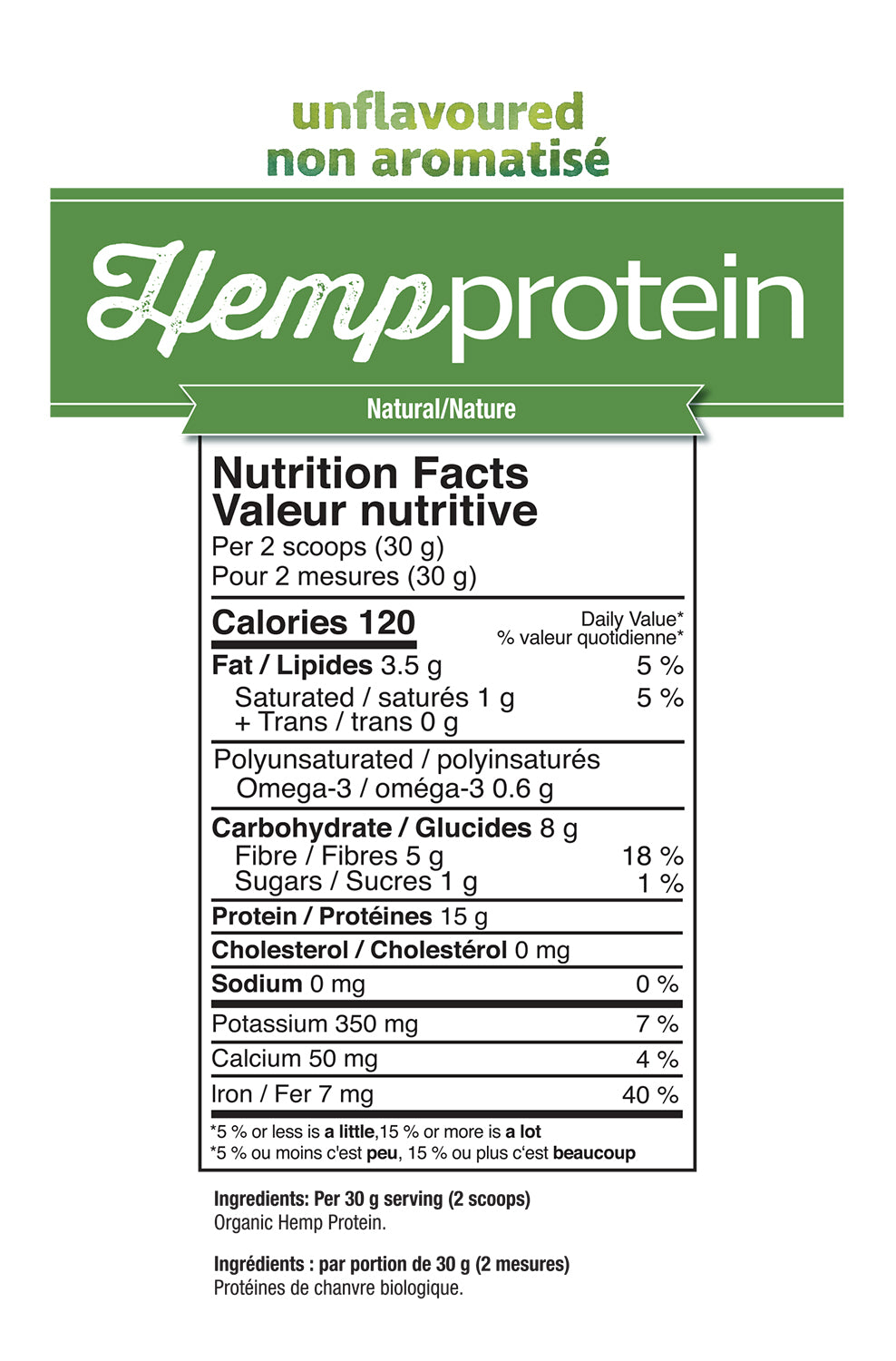 Hemp Protein Natural Unflavoured, Raw Organic