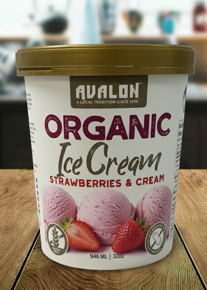 Avalon Ice Cream, Strawberries & Cream (Org) *FROZEN*