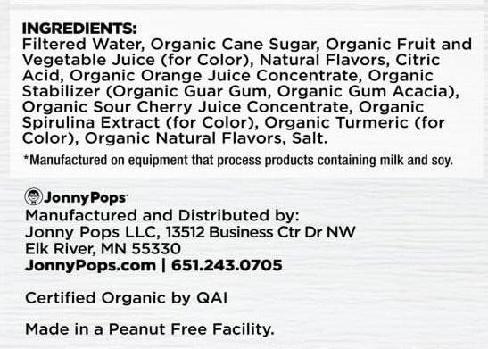Jonny Pops Popsicles Rainbow Fruit Stacks, Organic *FROZEN*