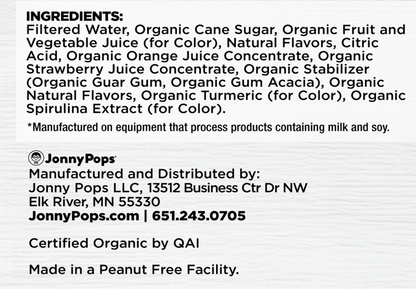 Jonny Pops Popsicles Summer Sunrise, Organic *FROZEN*