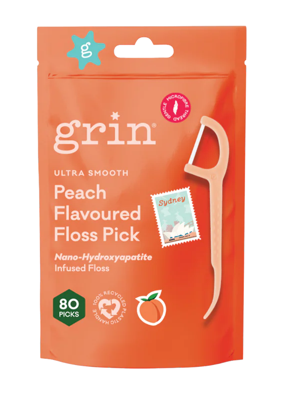 Grin Floss Picks - Hydroxyapatite Infused Peach