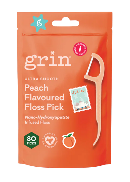 Grin Floss Picks - Hydroxyapatite Infused Peach