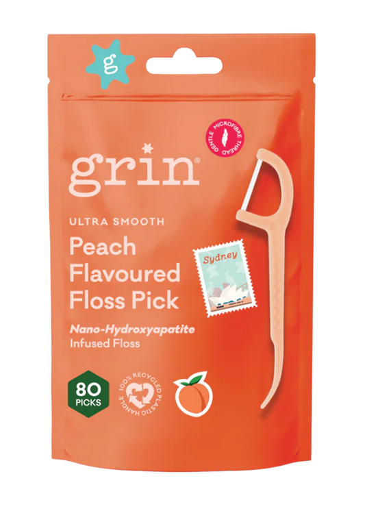 Grin Floss Picks - Hydroxyapatite Infused Peach