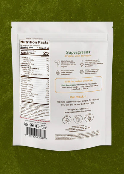 Supergreens with Turmeric Powder, Organic Traditions