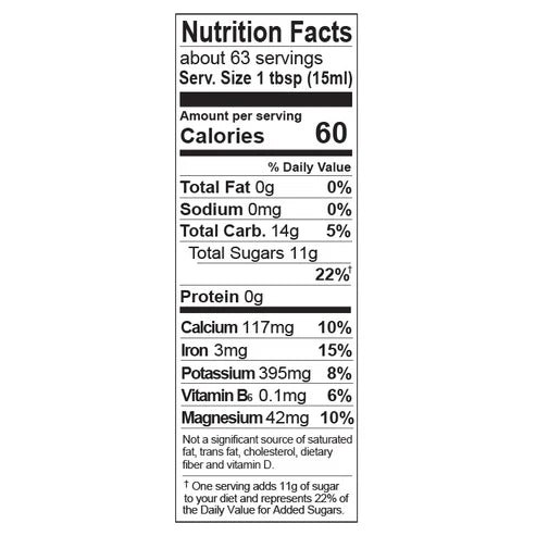 Molasses Blackstrap Unsulphured, Organic & Fair Trade