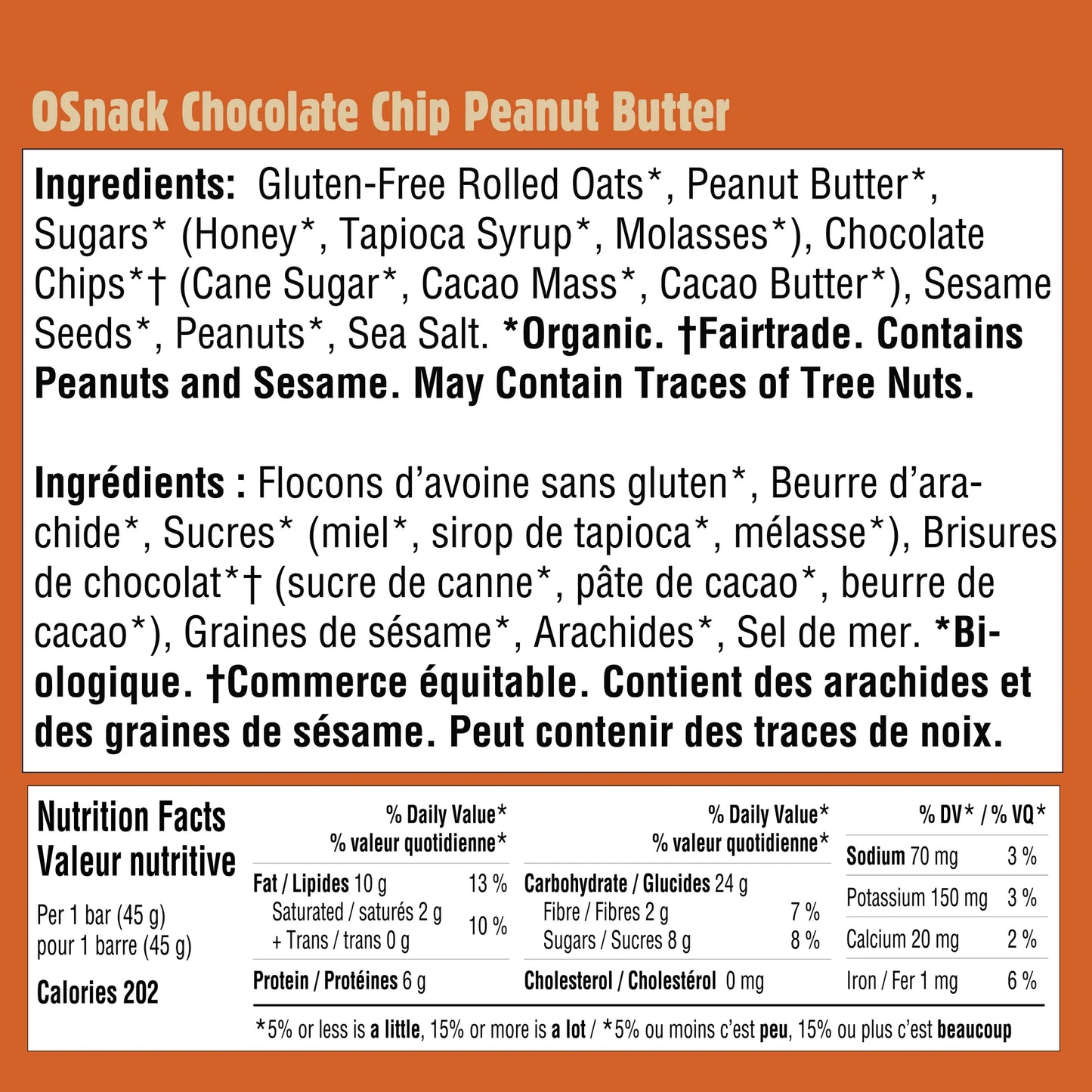 OSnack Chocolate Chip Peanut Butter Bar