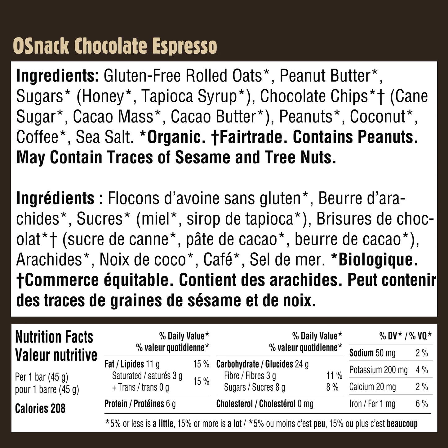 OSnack Chocolate Chip Espresso Bar