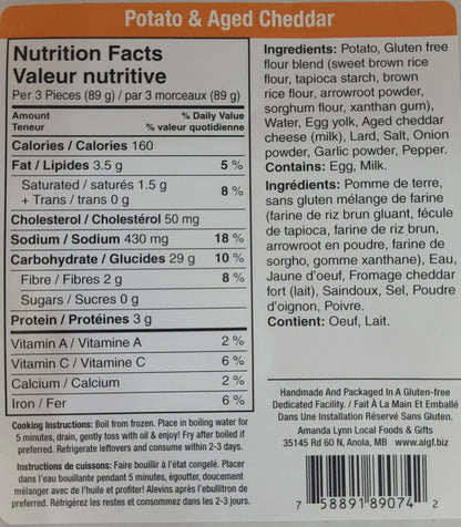 Gluten Free Perogies, Potato & Cheddar Cheese *FROZEN*