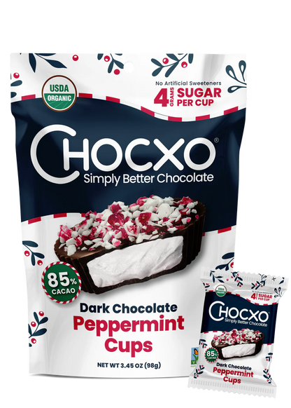 Chocxo Dark Chocolate Peppermint Cups (Org) - LE