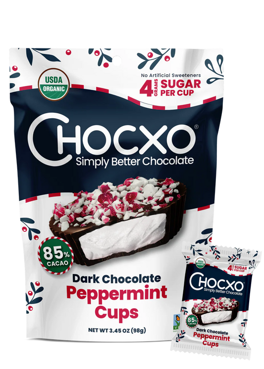 Chocxo Dark Chocolate Peppermint Cups (Org) - LE