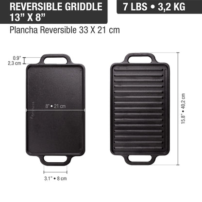 Victoria Cast Iron Reversible Griddle 13" x 8.25"