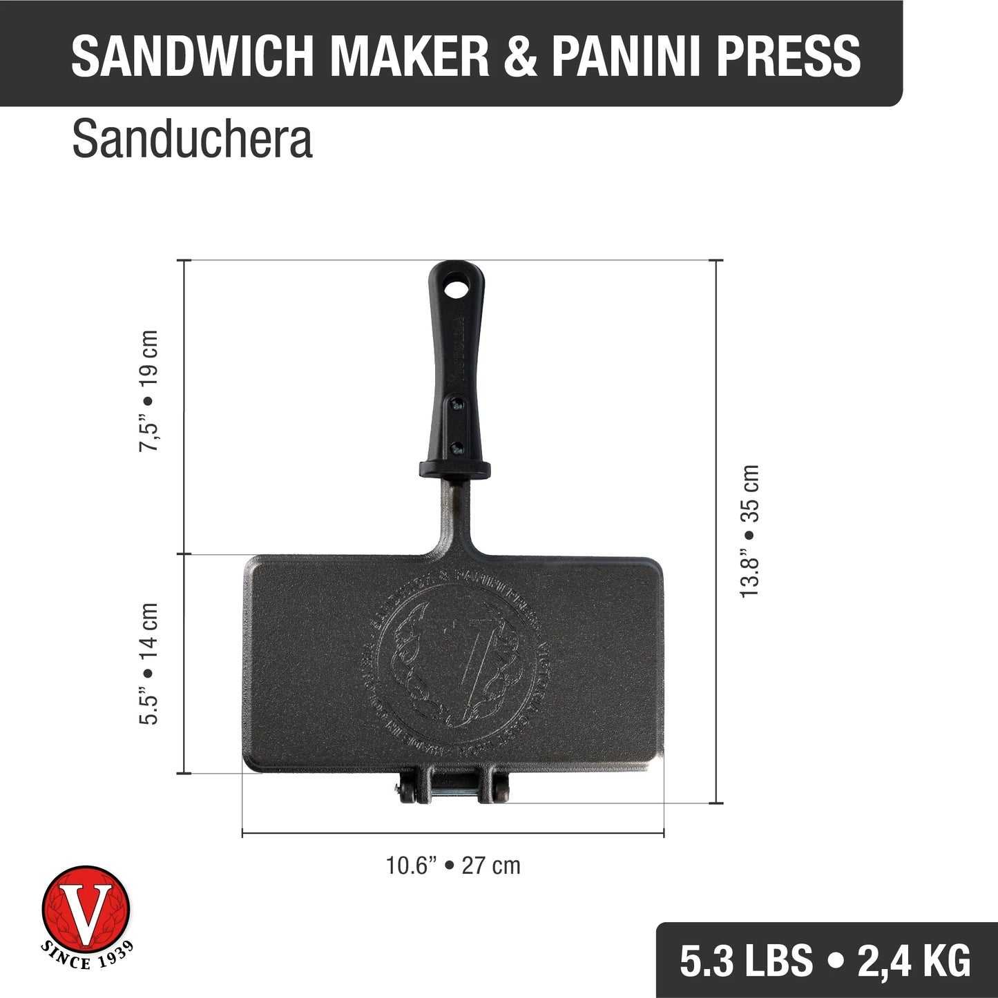 Victoria Cast Iron Panini Press & Sandwich Maker