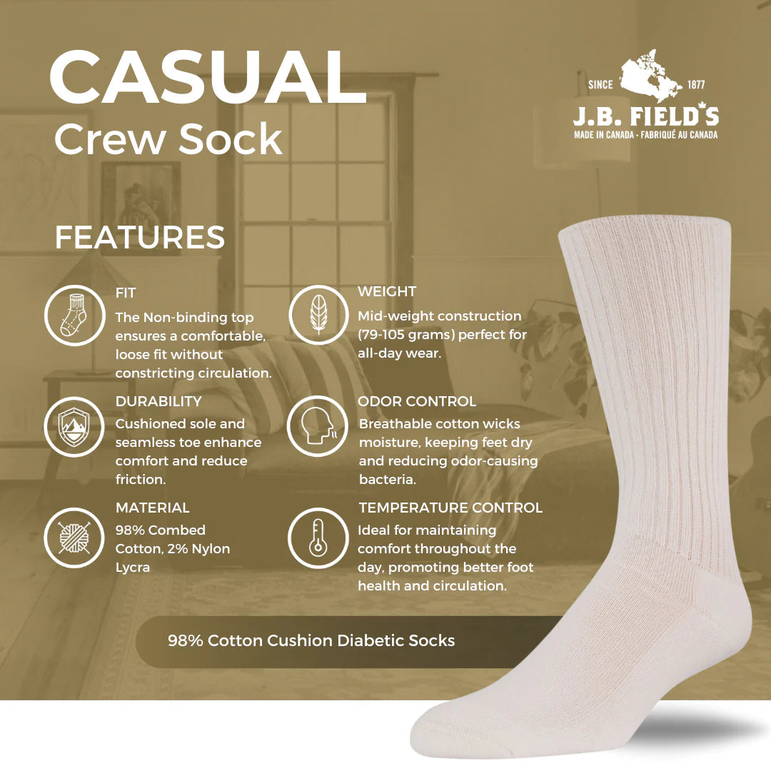 J.B. Field's 98% Cotton Cushion Diabetic Socks