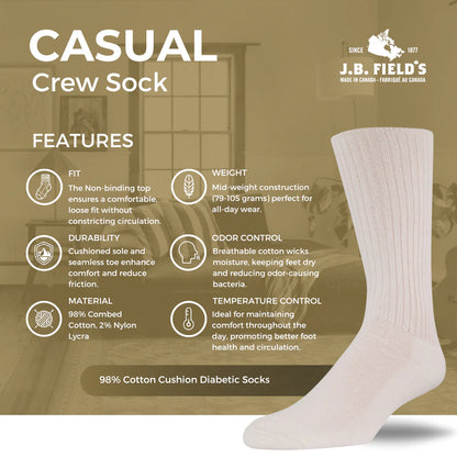 J.B. Field's 98% Cotton Cushion Diabetic Socks