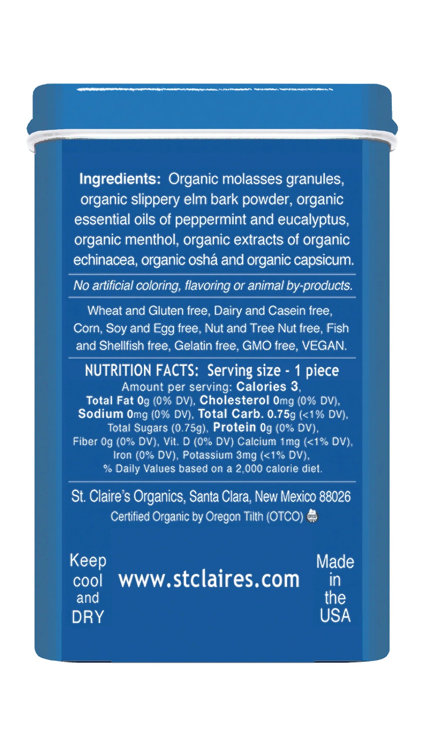 St. Claire's Throat Soother Pastilles, Organic