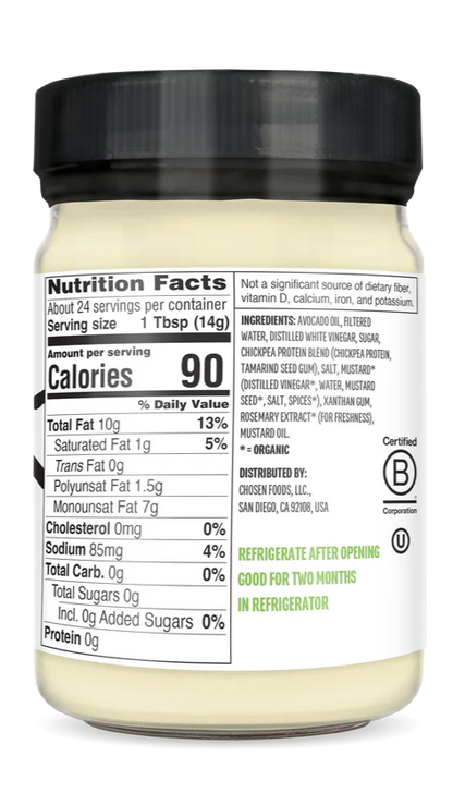 Vegan Mayonnaise, with 100% Avocado Oil, Glass Jar