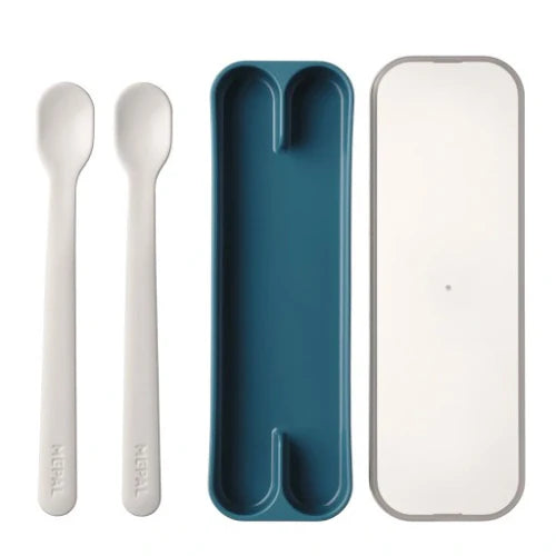 Mepal Mio Feeding Spoon Deep Blue, Set of 2