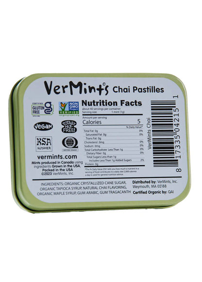 VerMints Chai Pastilles, Organic