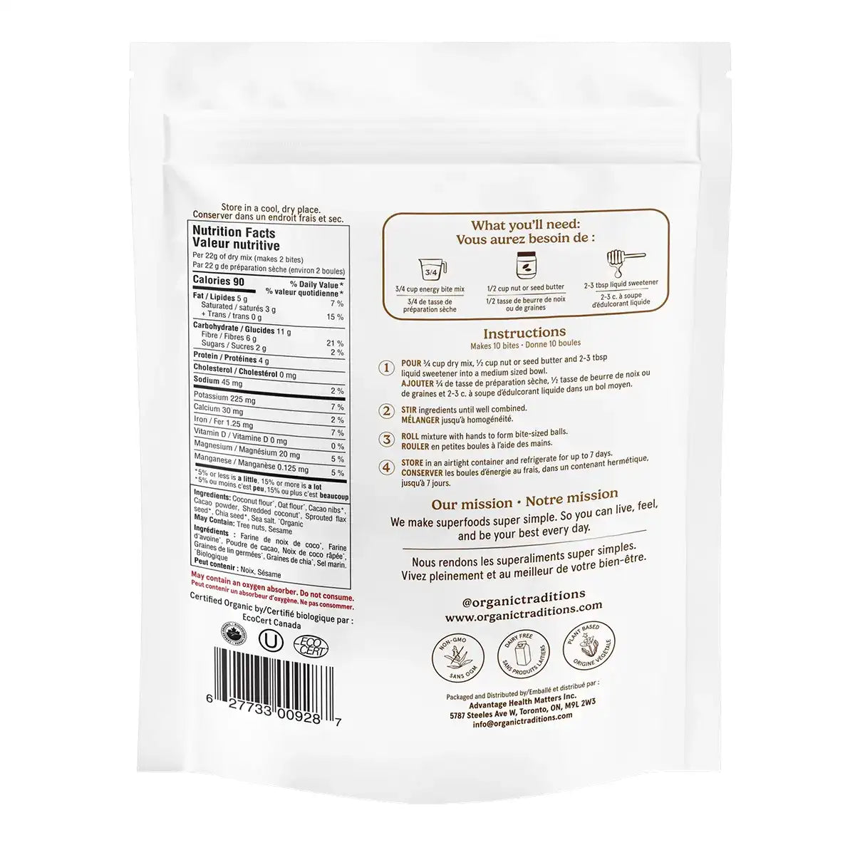 Chocolate Energy Bite Mix, Organic Traditions