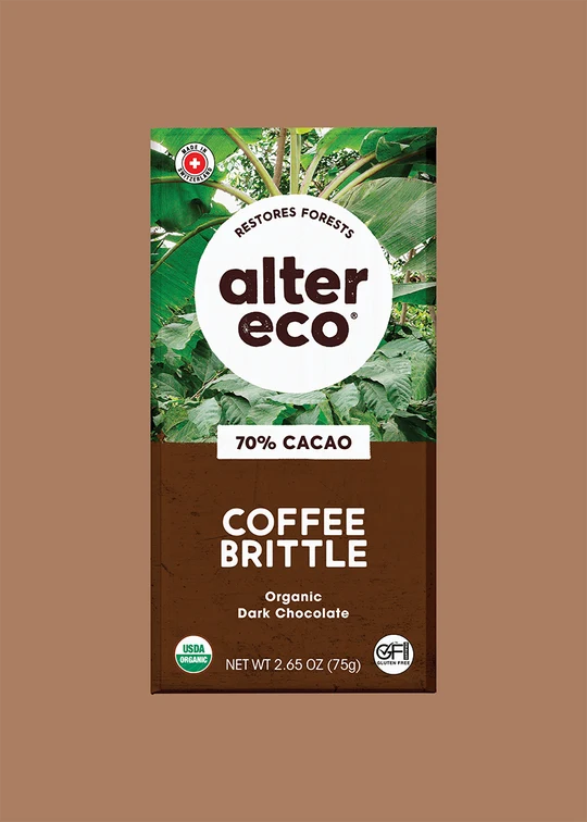 Alter Eco Coffee Brittle 70% Dark Chocolate Organic FT
