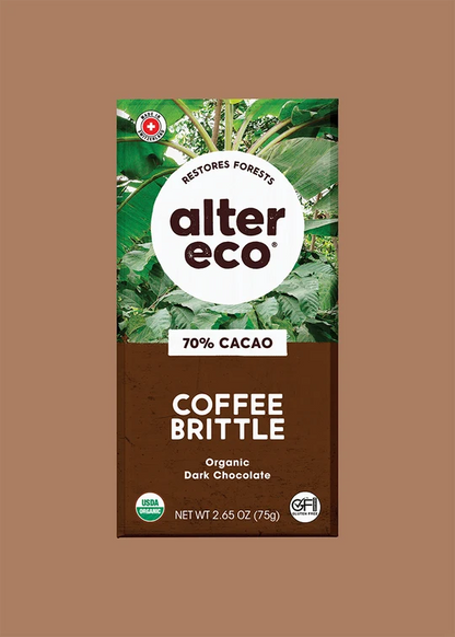 Alter Eco Coffee Brittle 70% Dark Chocolate Organic FT