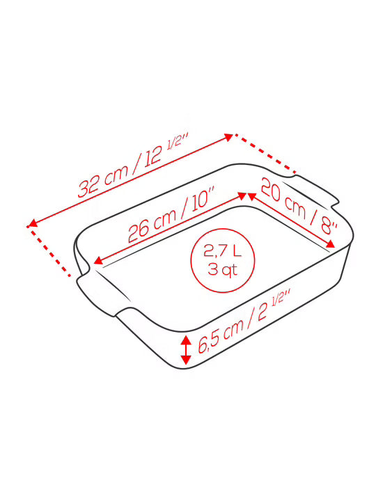 Peugeot Appolia Ceramic Rectangular Baker, 12.5" Red